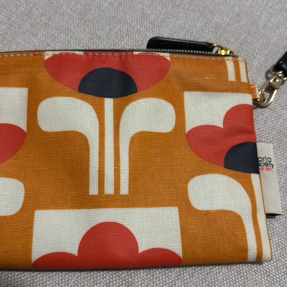 Orla Kiely for Target-Zipper Pouch with Wristlet Strap-Red/Orange/Navy/Cream-GUC - Picture 8 of 14